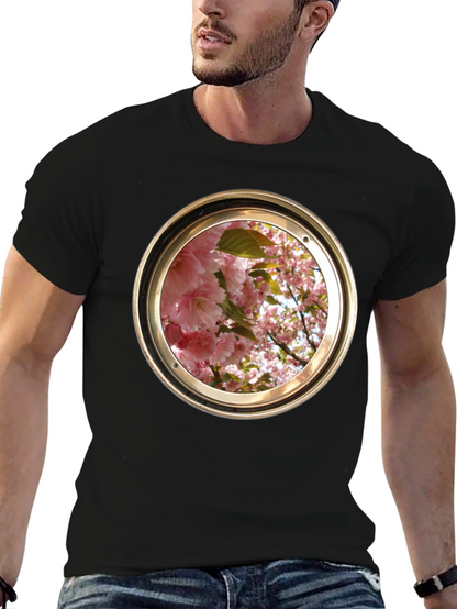 Floral Porthole Graphic Tee - Unique Design