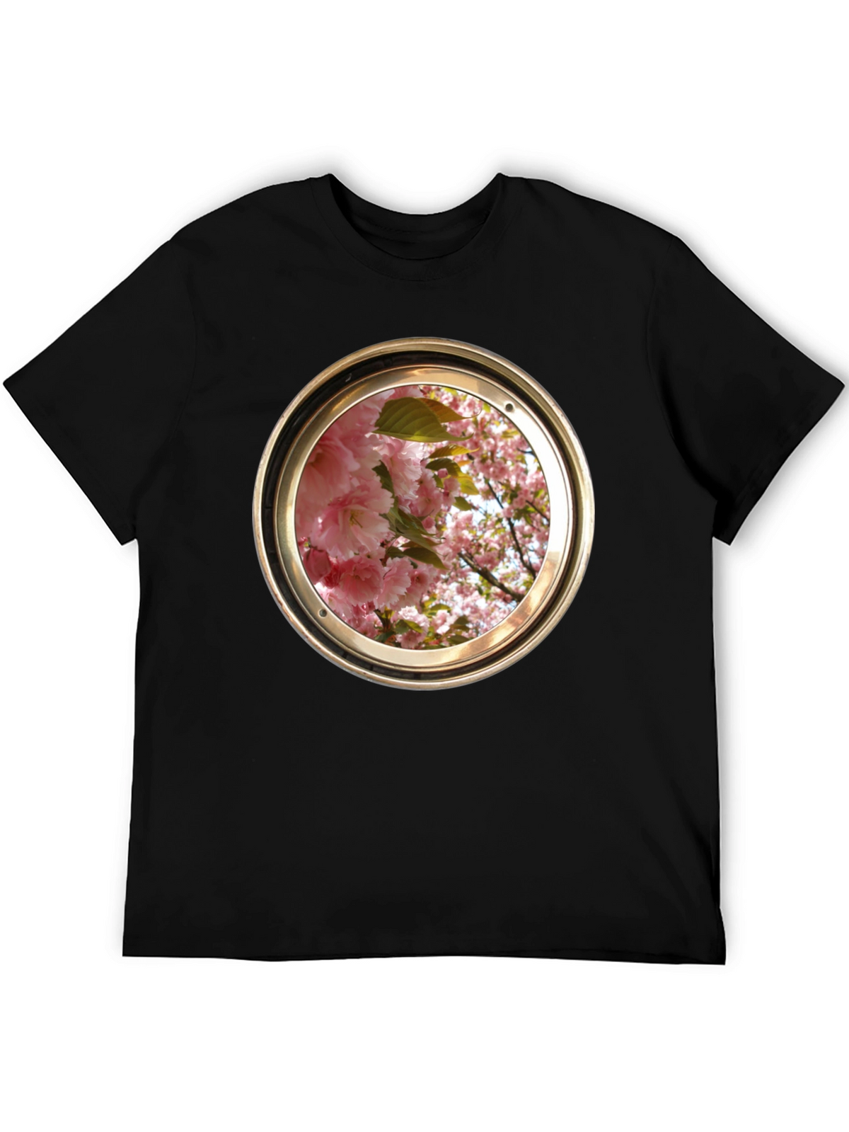 Floral Porthole Graphic Tee - Unique Design