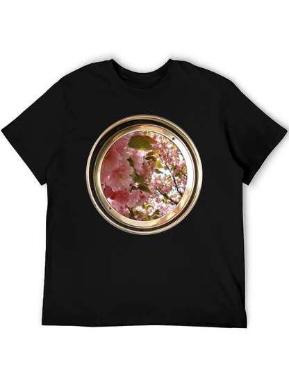 Floral Porthole Graphic Tee - Unique Design