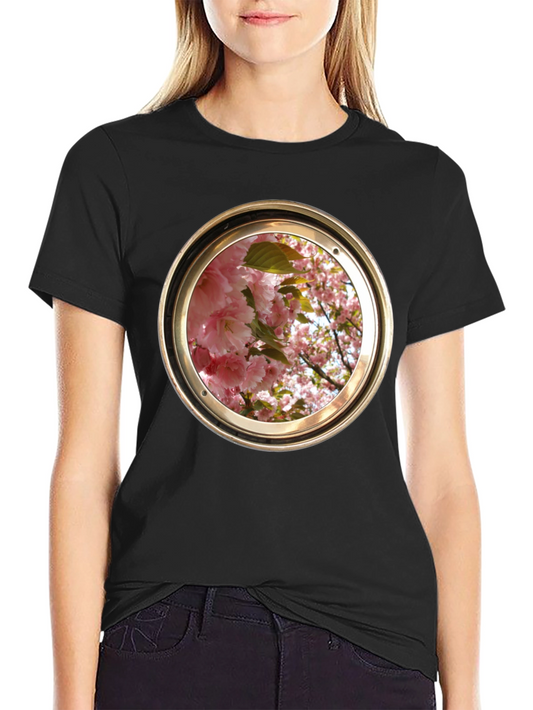 Floral Porthole Graphic Tee - Unique Design