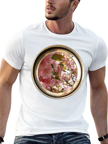 Floral Porthole Graphic Tee - Unique Design