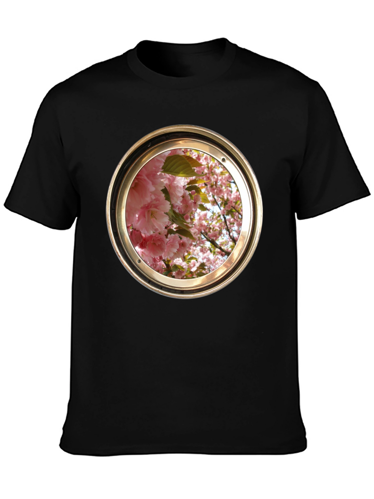 Floral Porthole Graphic Tee - Unique Design