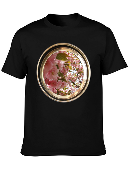 Floral Porthole Graphic Tee - Unique Design