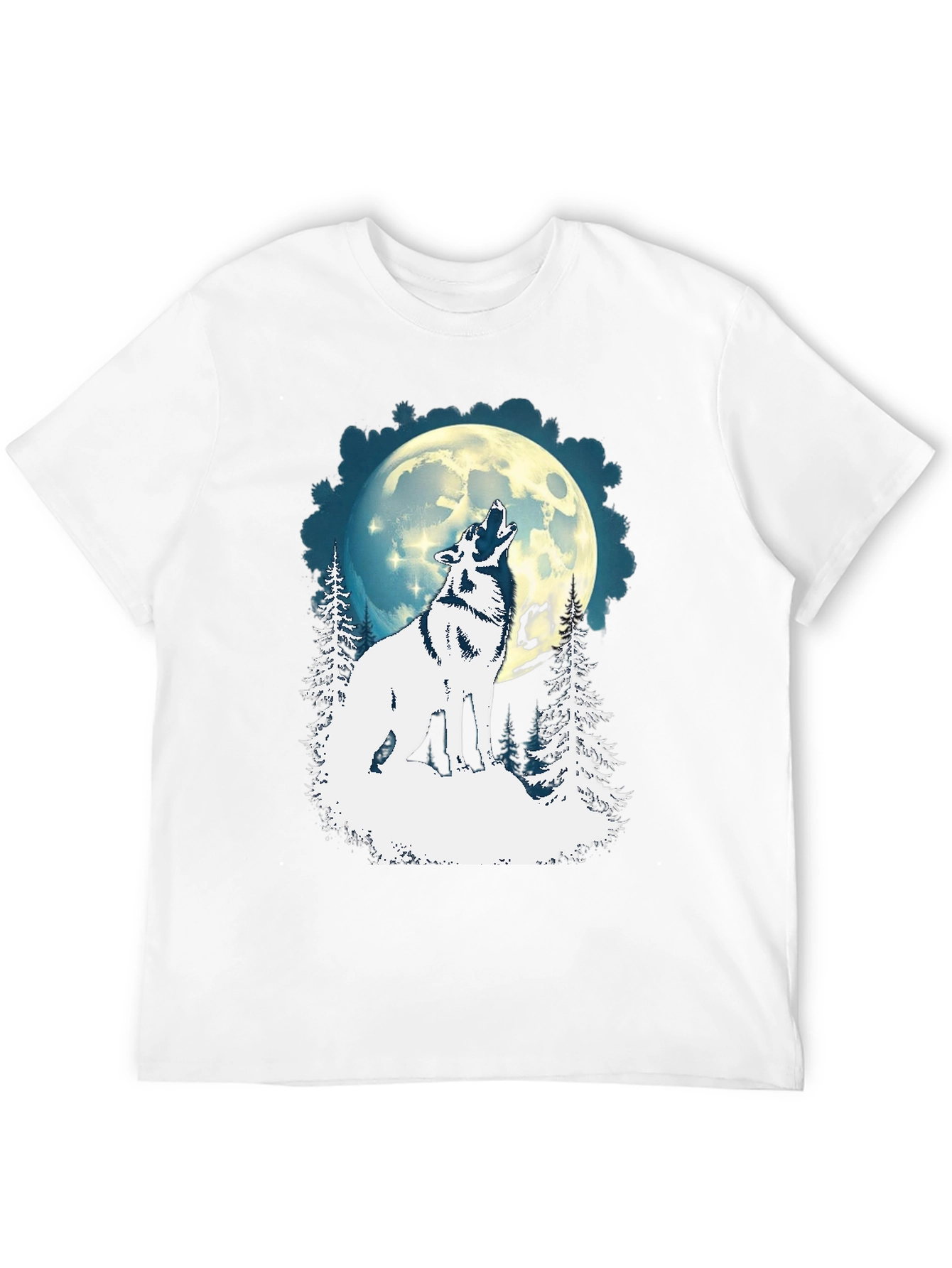 Wolf Howling Moon Graphic Tee - Black