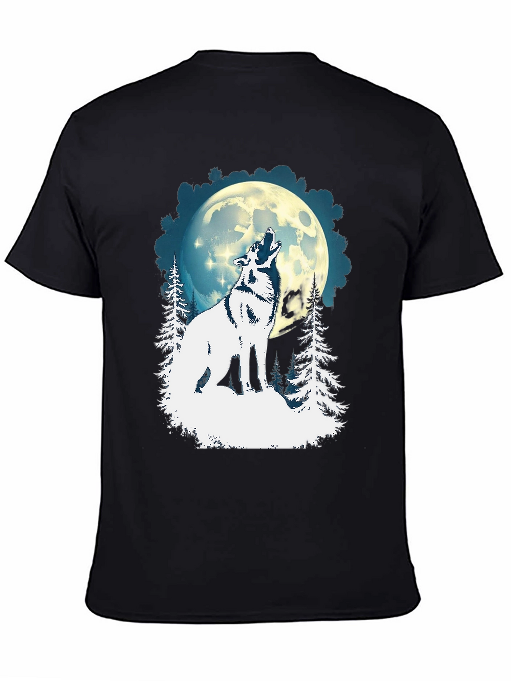 Wolf Howling Moon Graphic Tee - Black