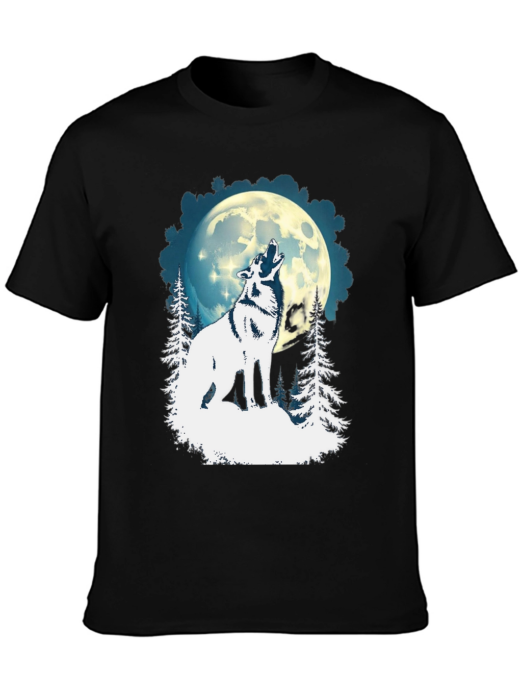 Wolf Howling Moon Graphic Tee - Black