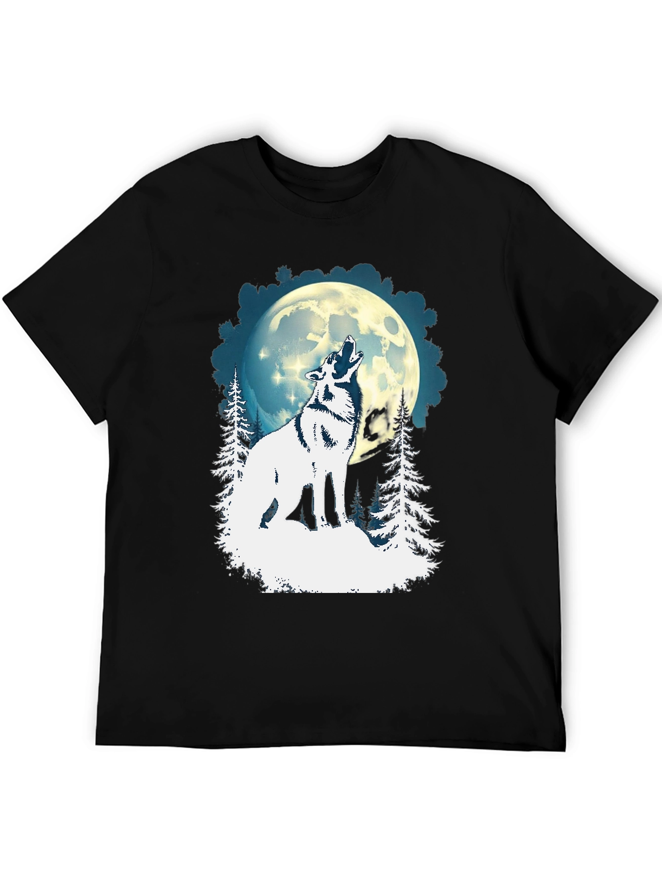 Wolf Howling Moon Graphic Tee - Black