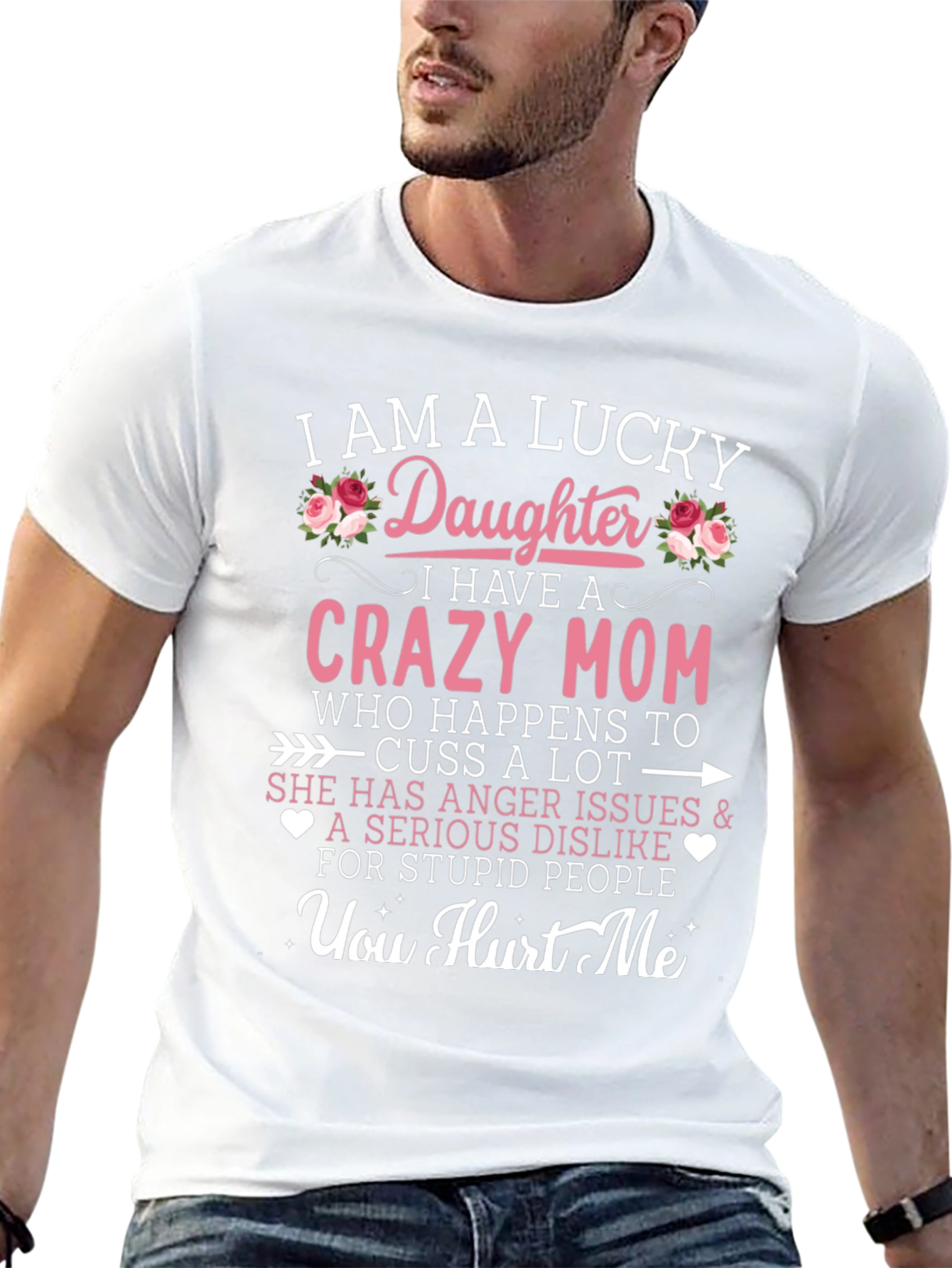 Lucky Daughter Crazy Mom Graphic Tee