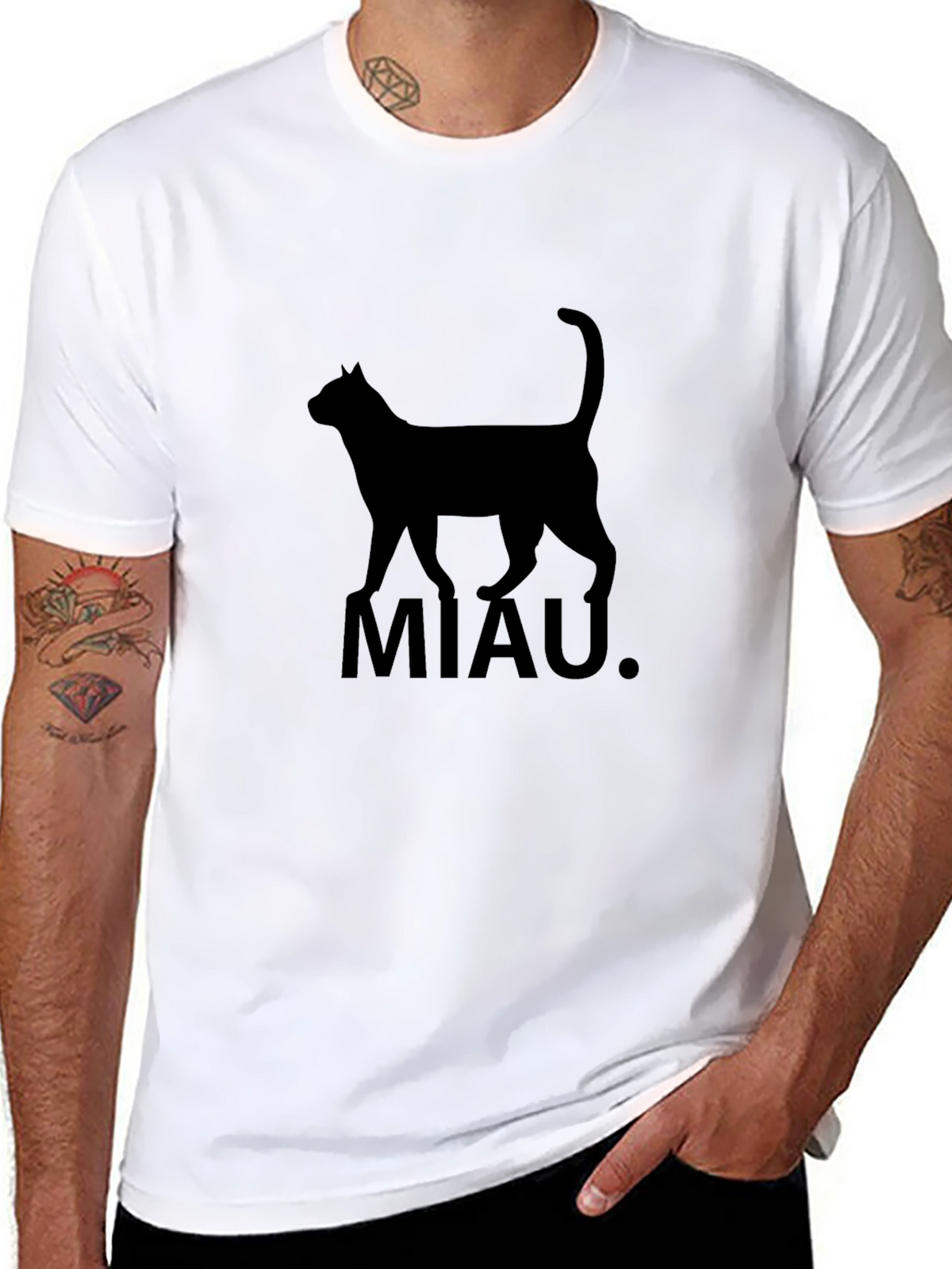 Black Cat MIAU T-Shirt - Graphic Tee