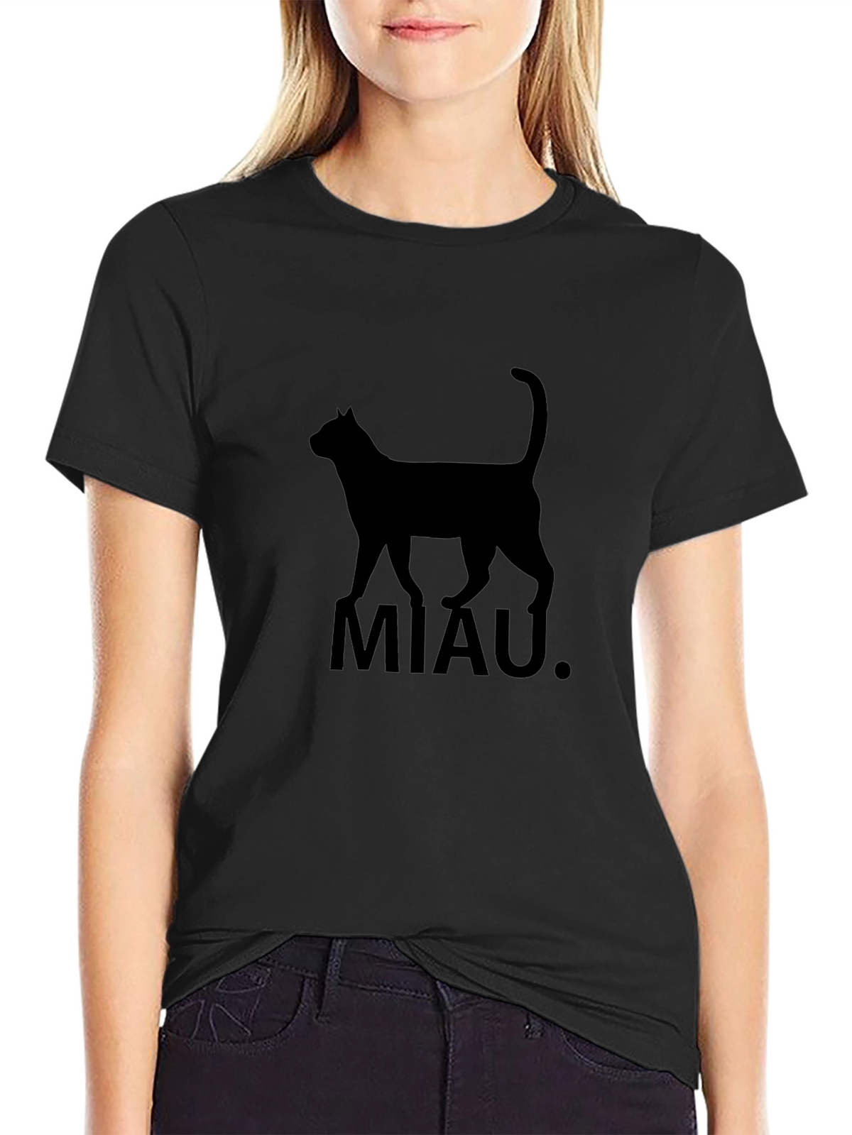 Black Cat MIAU T-Shirt - Graphic Tee