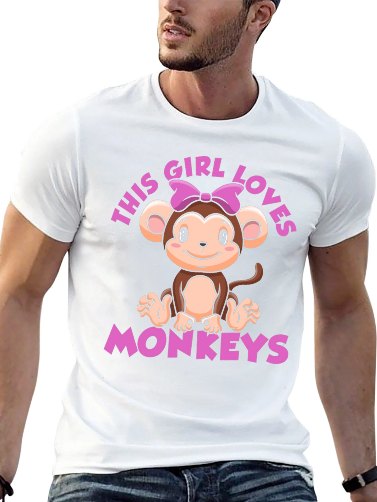 Girl Loves Monkeys T-Shirt - Cute Monkey Graphic Tee