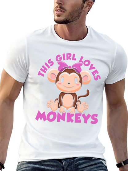 Girl Loves Monkeys T-Shirt - Cute Monkey Graphic Tee