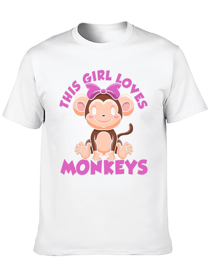 Girl Loves Monkeys T-Shirt - Cute Monkey Graphic Tee