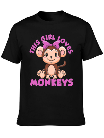 Girl Loves Monkeys T-Shirt - Cute Monkey Graphic Tee