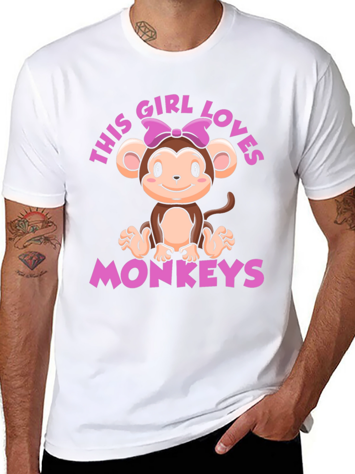 Girl Loves Monkeys T-Shirt - Cute Monkey Graphic Tee