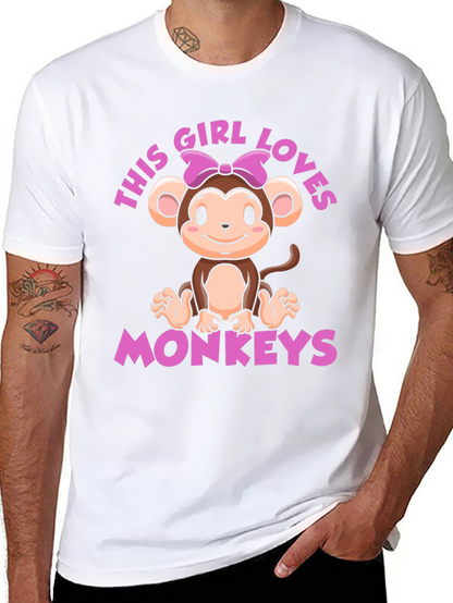 Girl Loves Monkeys T-Shirt - Cute Monkey Graphic Tee