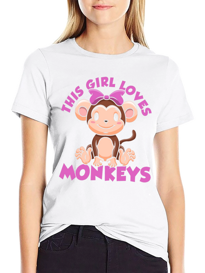 Girl Loves Monkeys T-Shirt - Cute Monkey Graphic Tee
