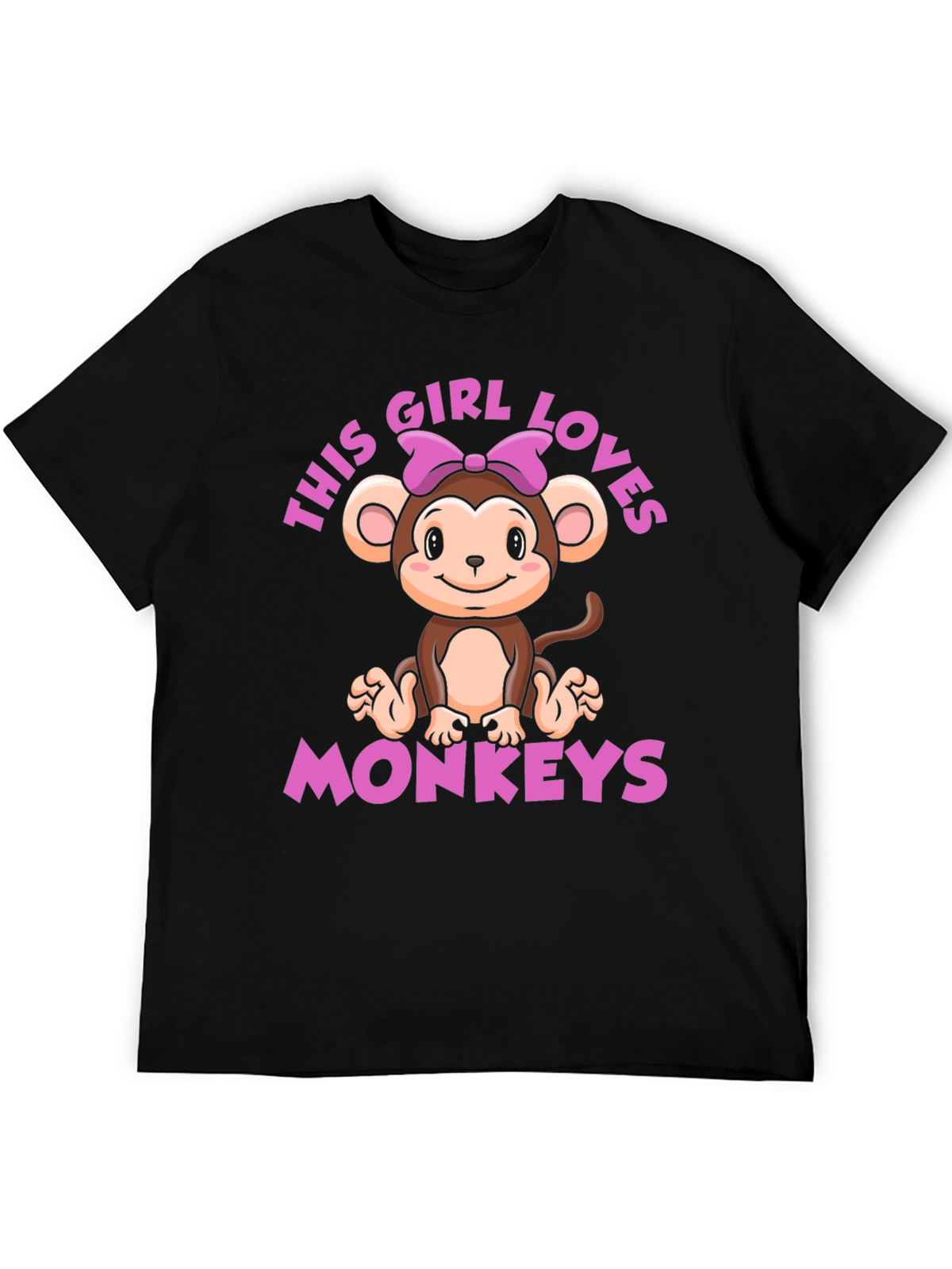 Girl Loves Monkeys T-Shirt - Cute Monkey Graphic Tee