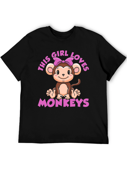 Girl Loves Monkeys T-Shirt - Cute Monkey Graphic Tee