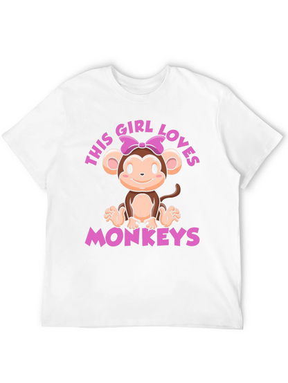 Girl Loves Monkeys T-Shirt - Cute Monkey Graphic Tee