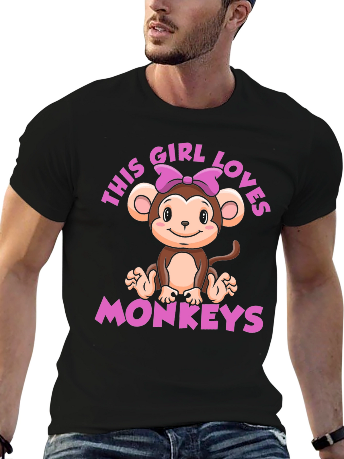 Girl Loves Monkeys T-Shirt - Cute Monkey Graphic Tee