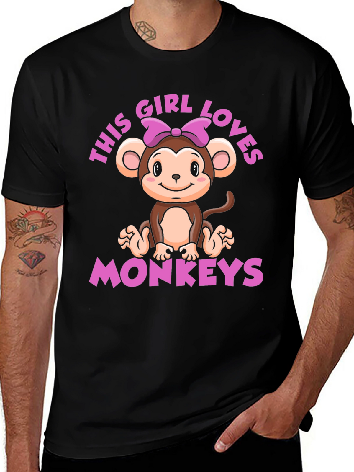 Girl Loves Monkeys T-Shirt - Cute Monkey Graphic Tee