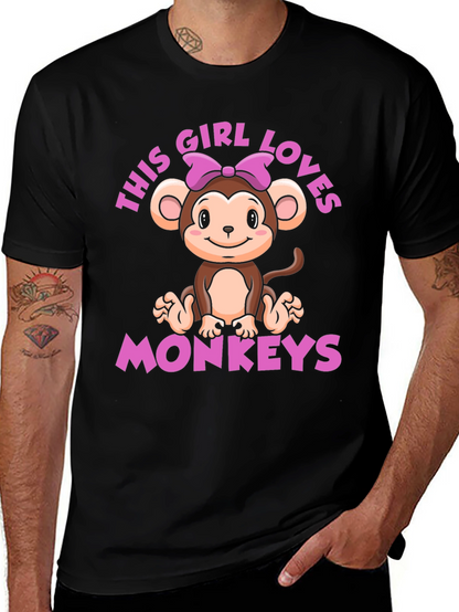 Girl Loves Monkeys T-Shirt - Cute Monkey Graphic Tee