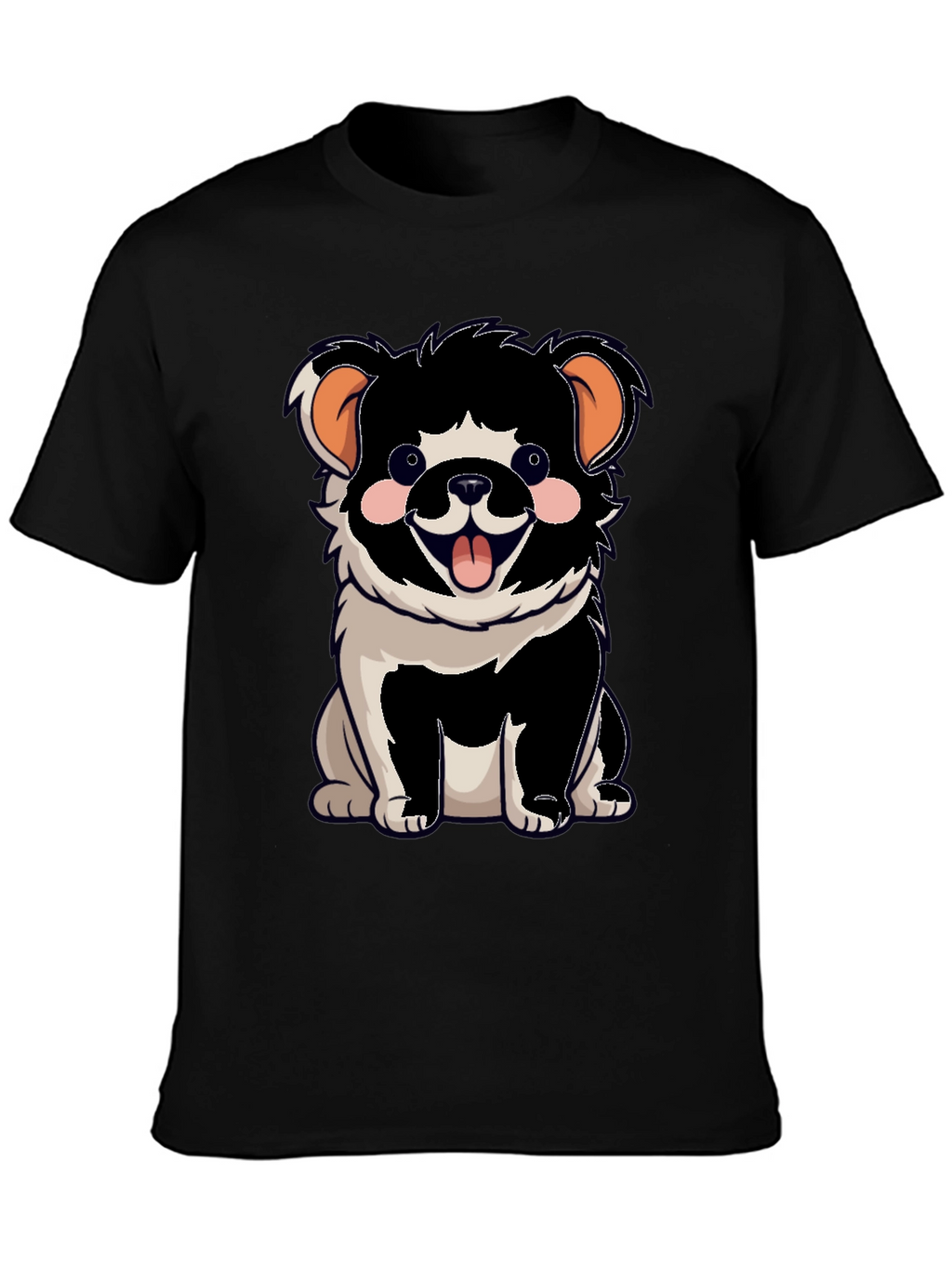 Cartoon Dog Graphic T-Shirt Black Unisex