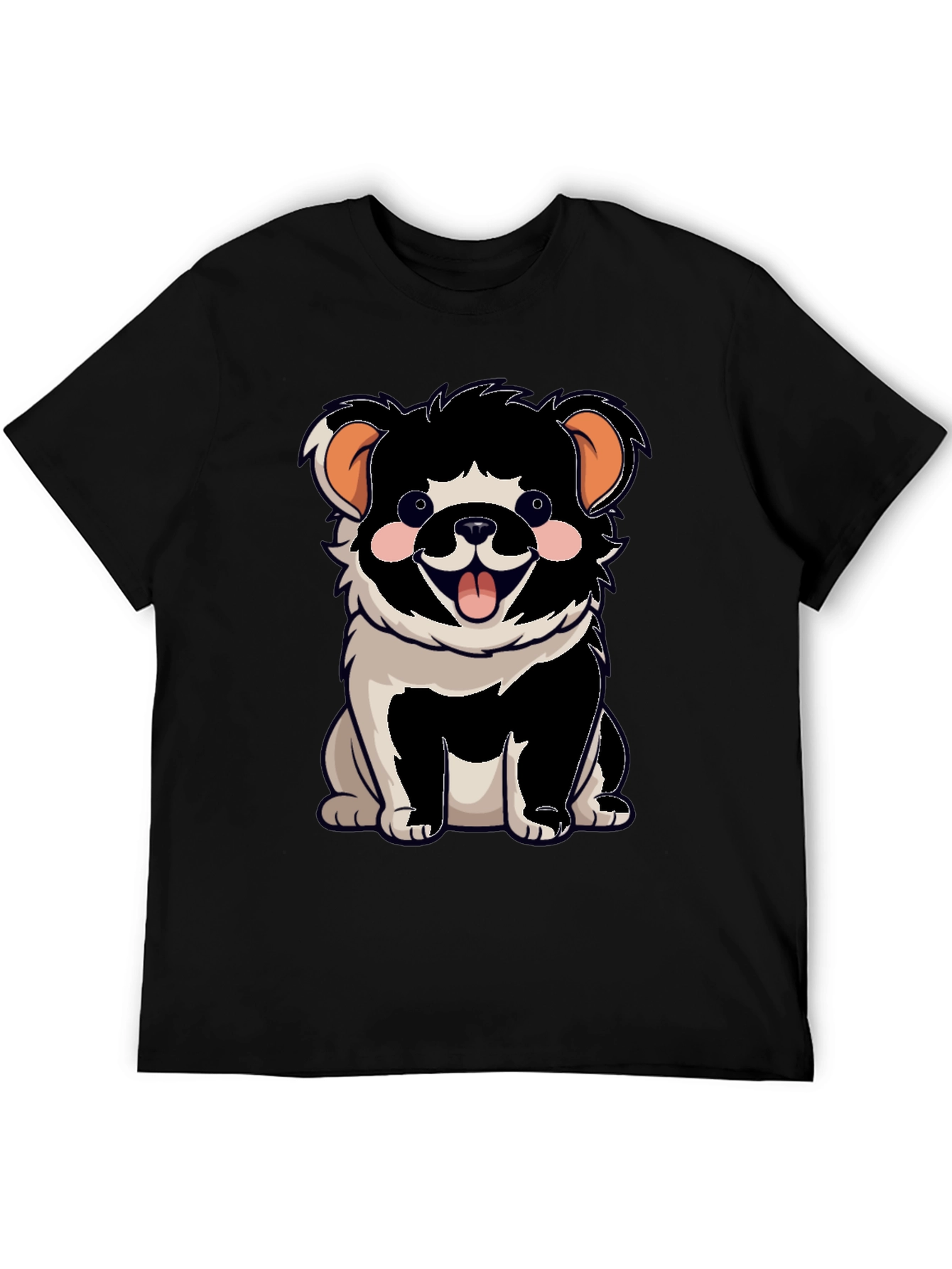 Cartoon Dog Graphic T-Shirt Black Unisex