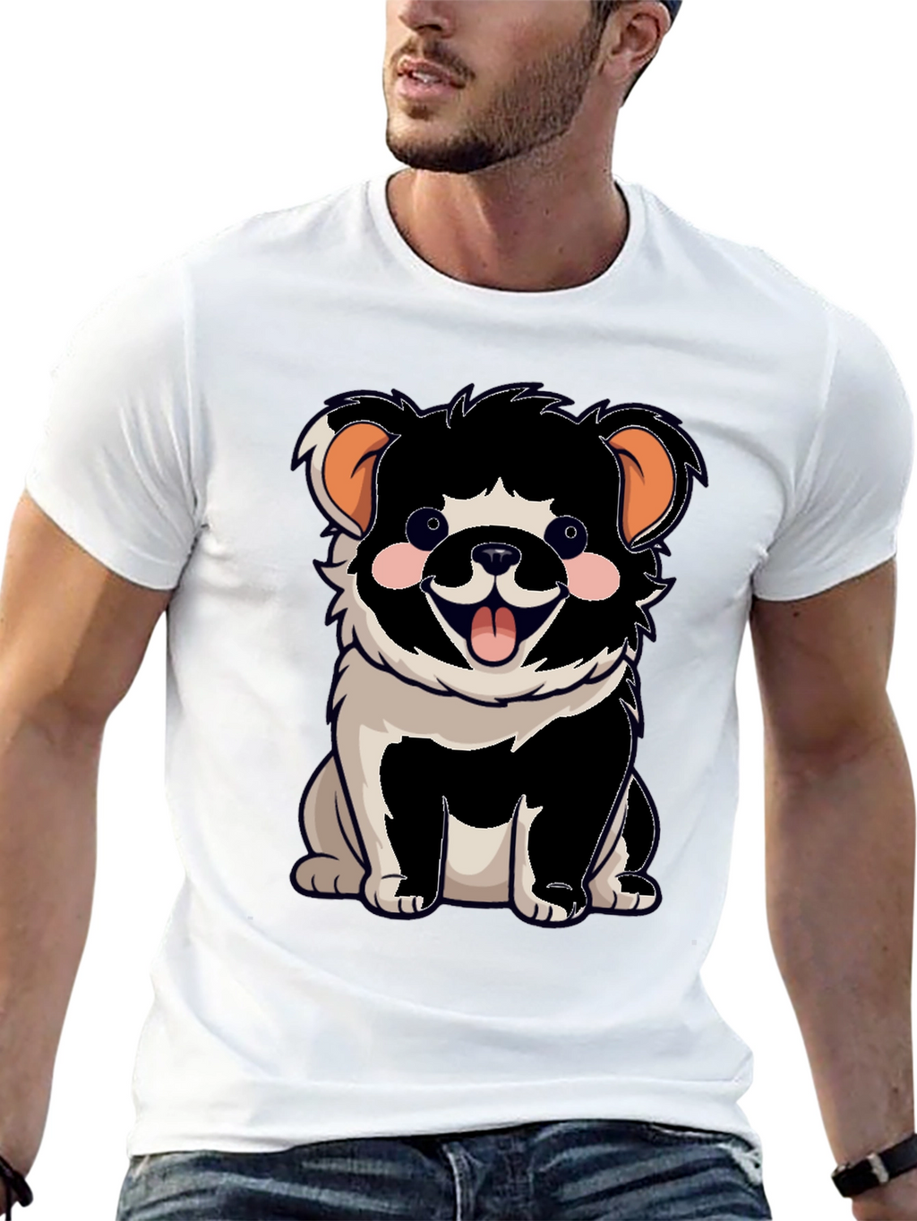 Cartoon Dog Graphic T-Shirt Black Unisex