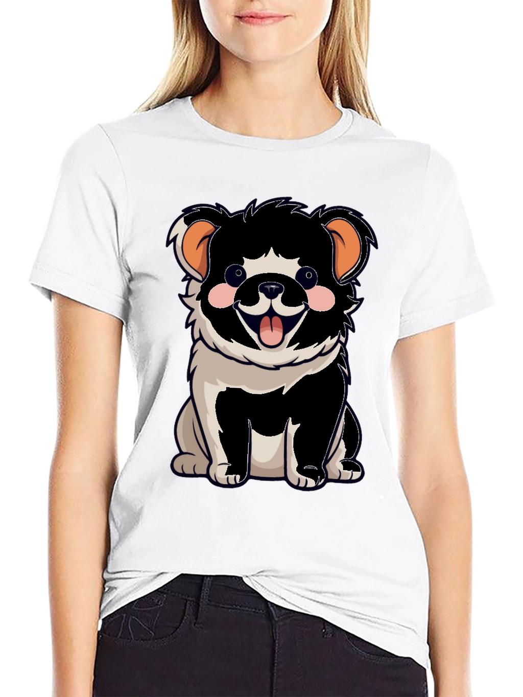 Cartoon Dog Graphic T-Shirt Black Unisex