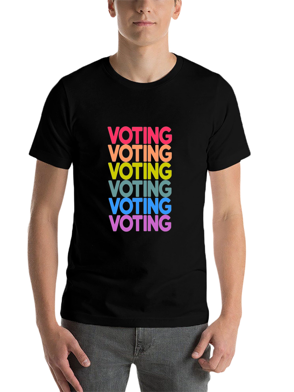 Vote Rainbow Text Graphic Black Tee