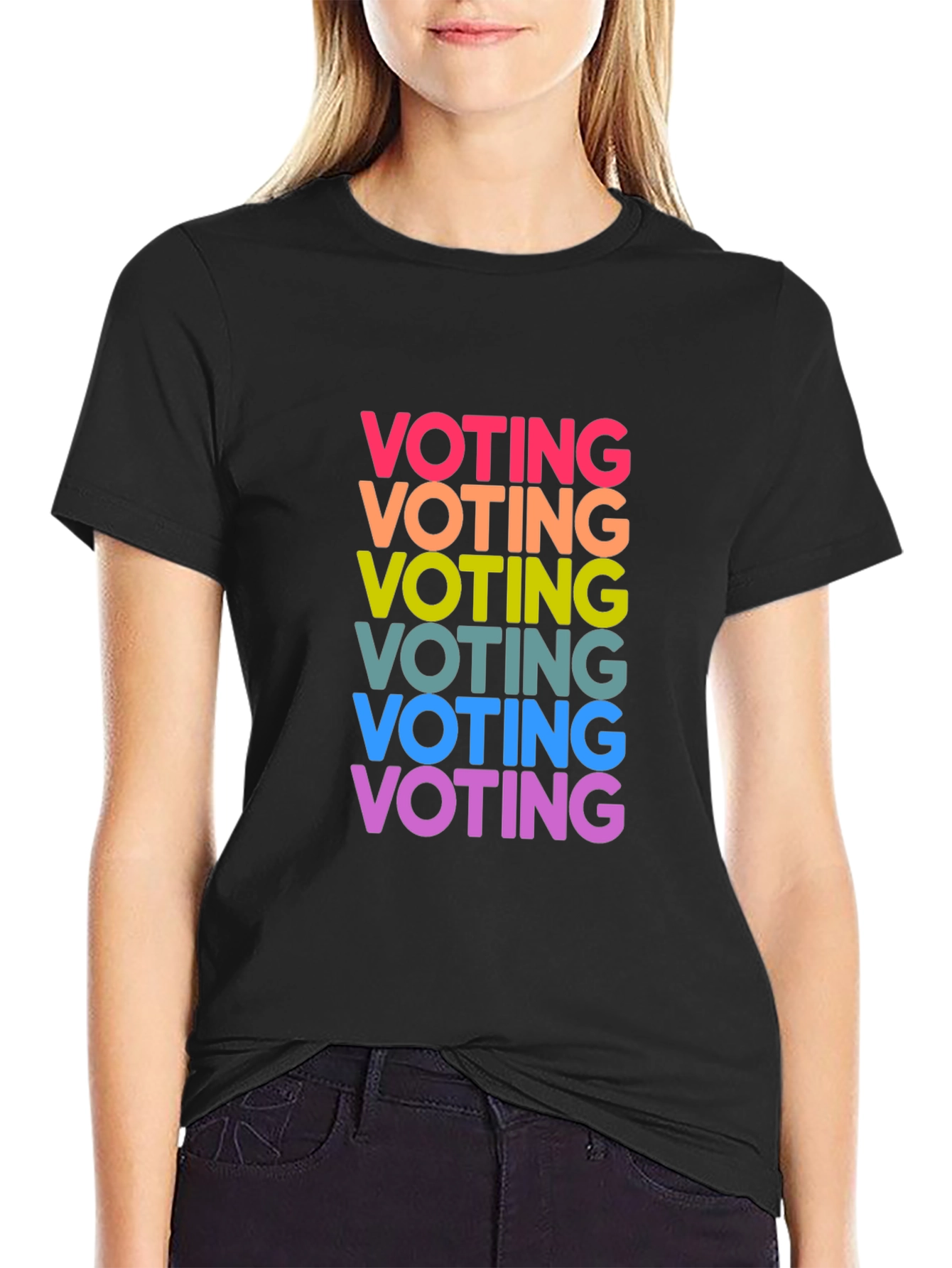 Vote Rainbow Text Graphic Black Tee