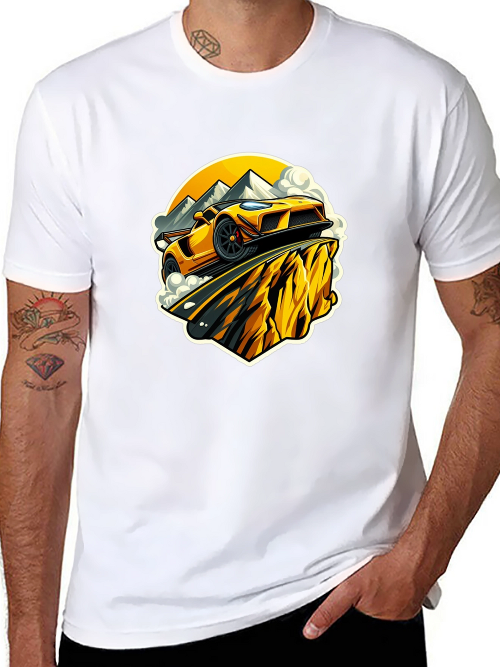 Yellow Car Mountain Road Trip T-Shirt