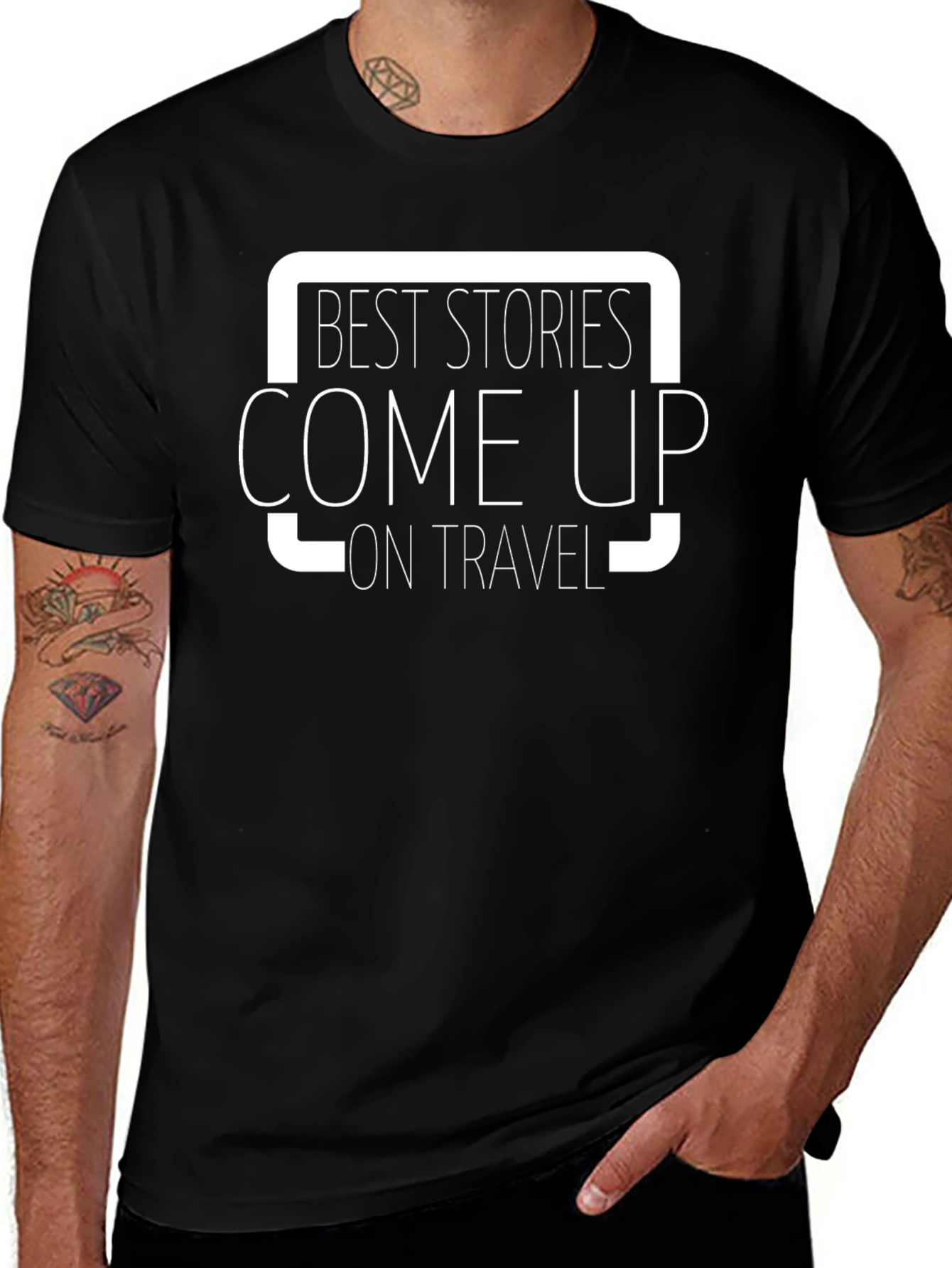 Best Stories Come Up On Travel - Black T-Shirt