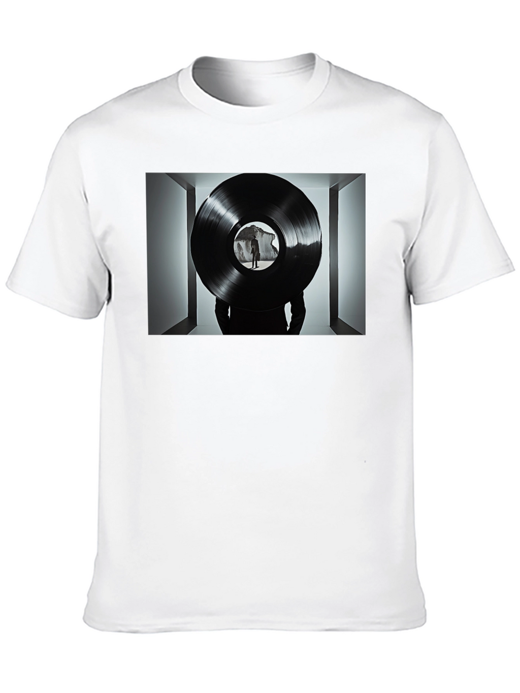 Abstract Record Print Black Tee
