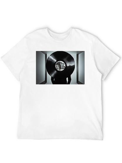 Abstract Record Print Black Tee