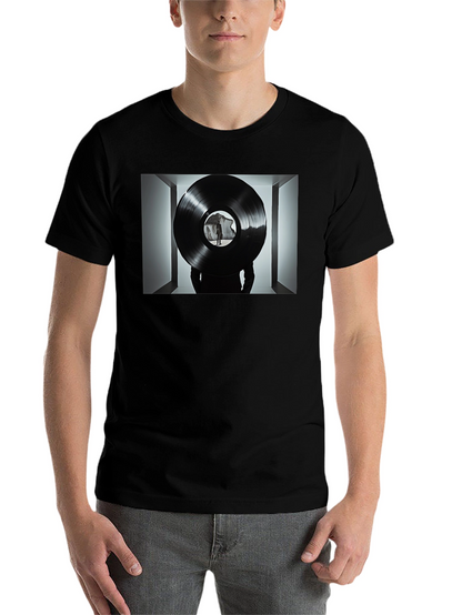 Abstract Record Print Black Tee