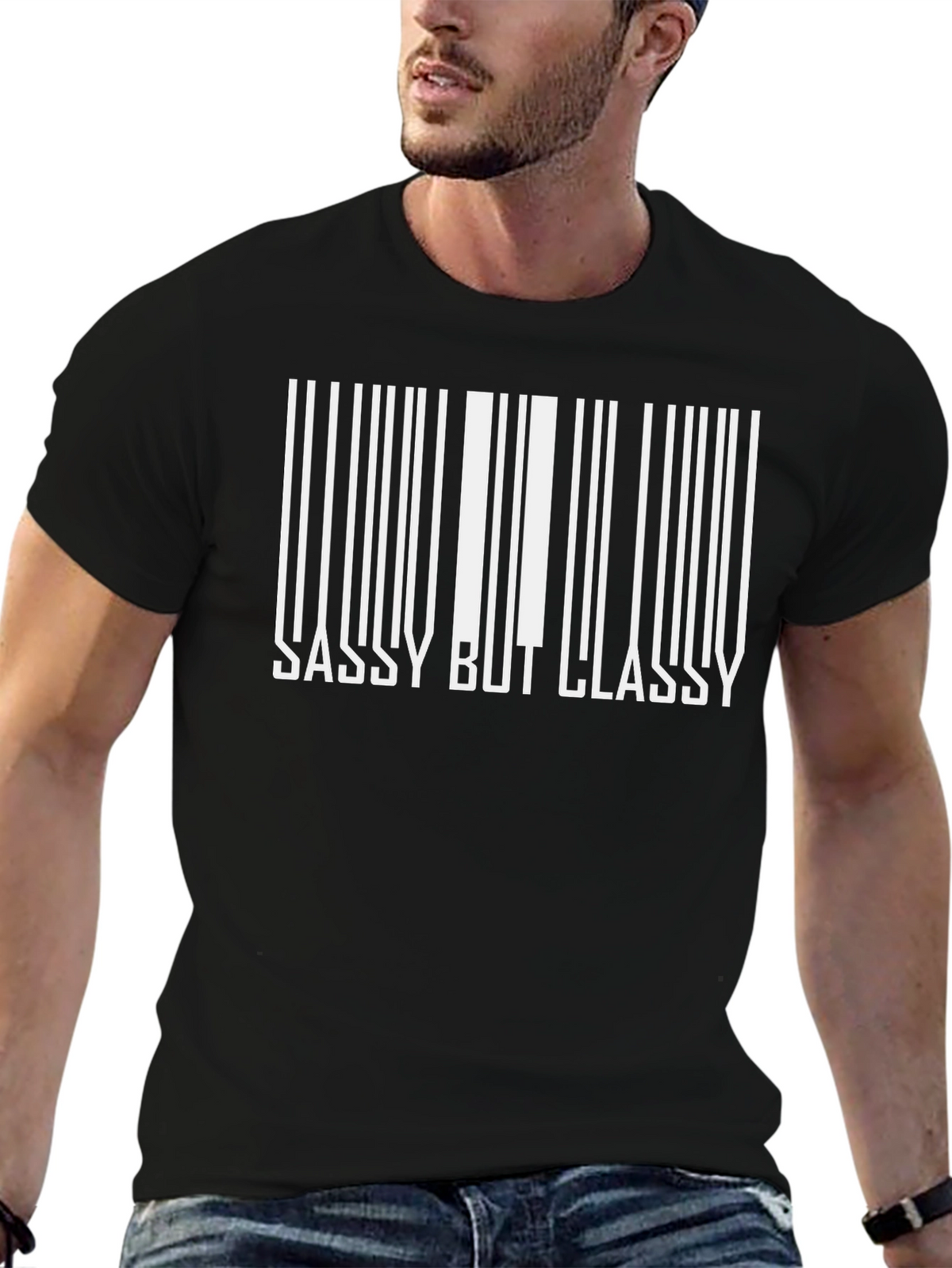 Sassy But Classy Barcode Graphic Tee - Black