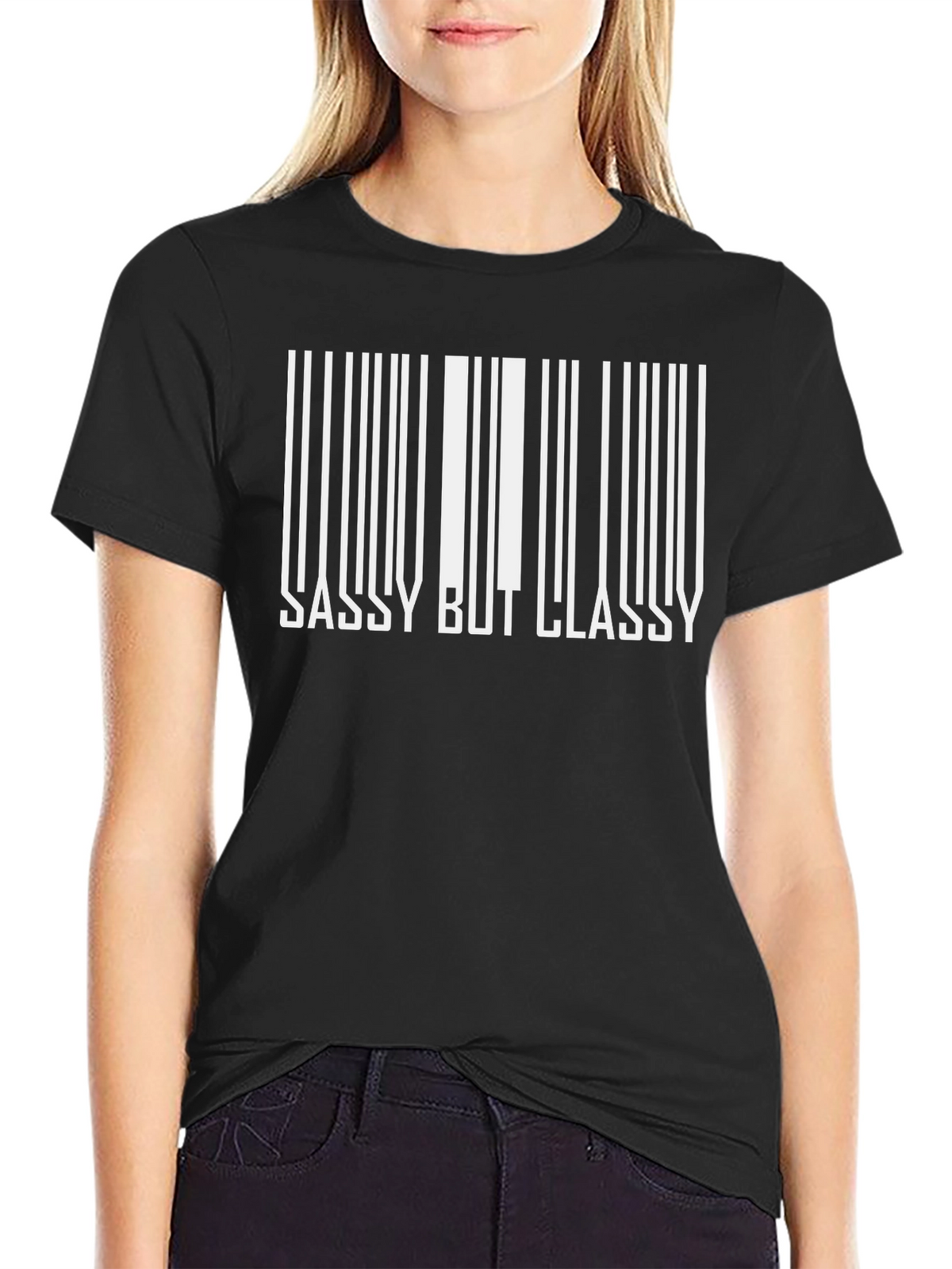 Sassy But Classy Barcode Graphic Tee - Black