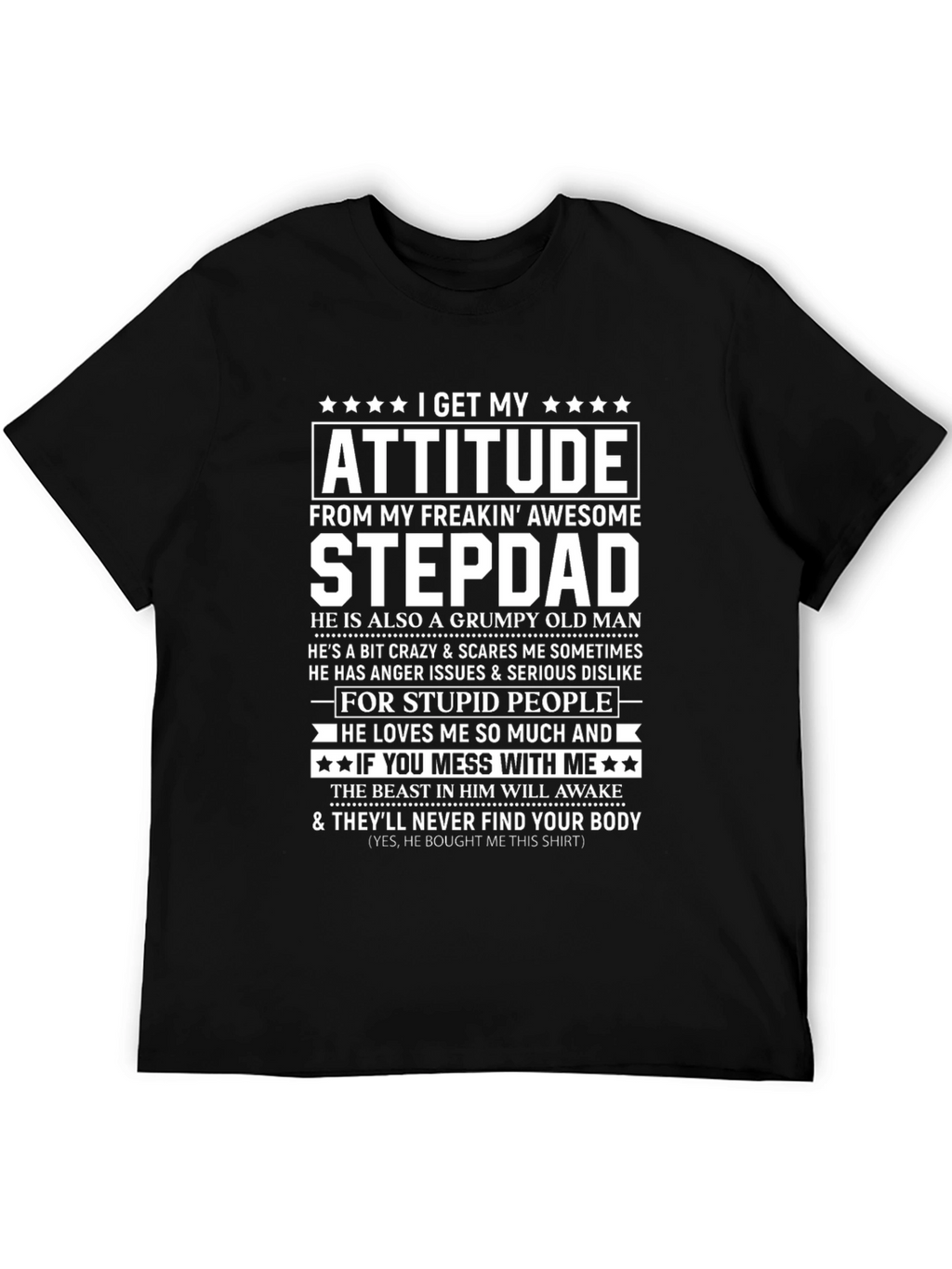 Awesome Stepdad T-Shirt: Attitude & Humor