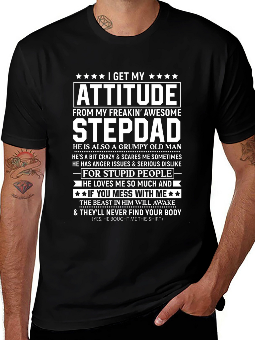 Awesome Stepdad T-Shirt: Attitude & Humor