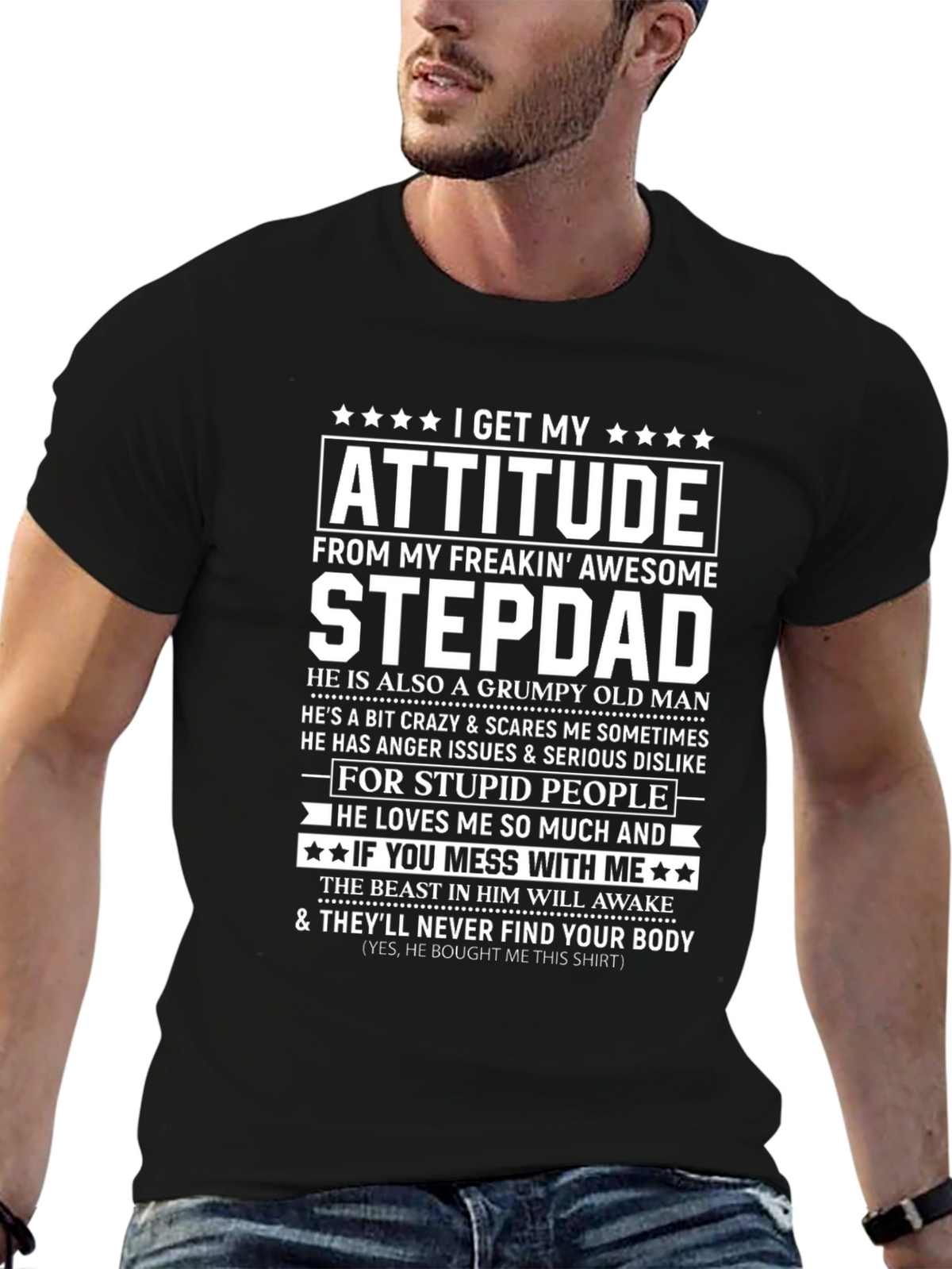 Awesome Stepdad T-Shirt: Attitude & Humor