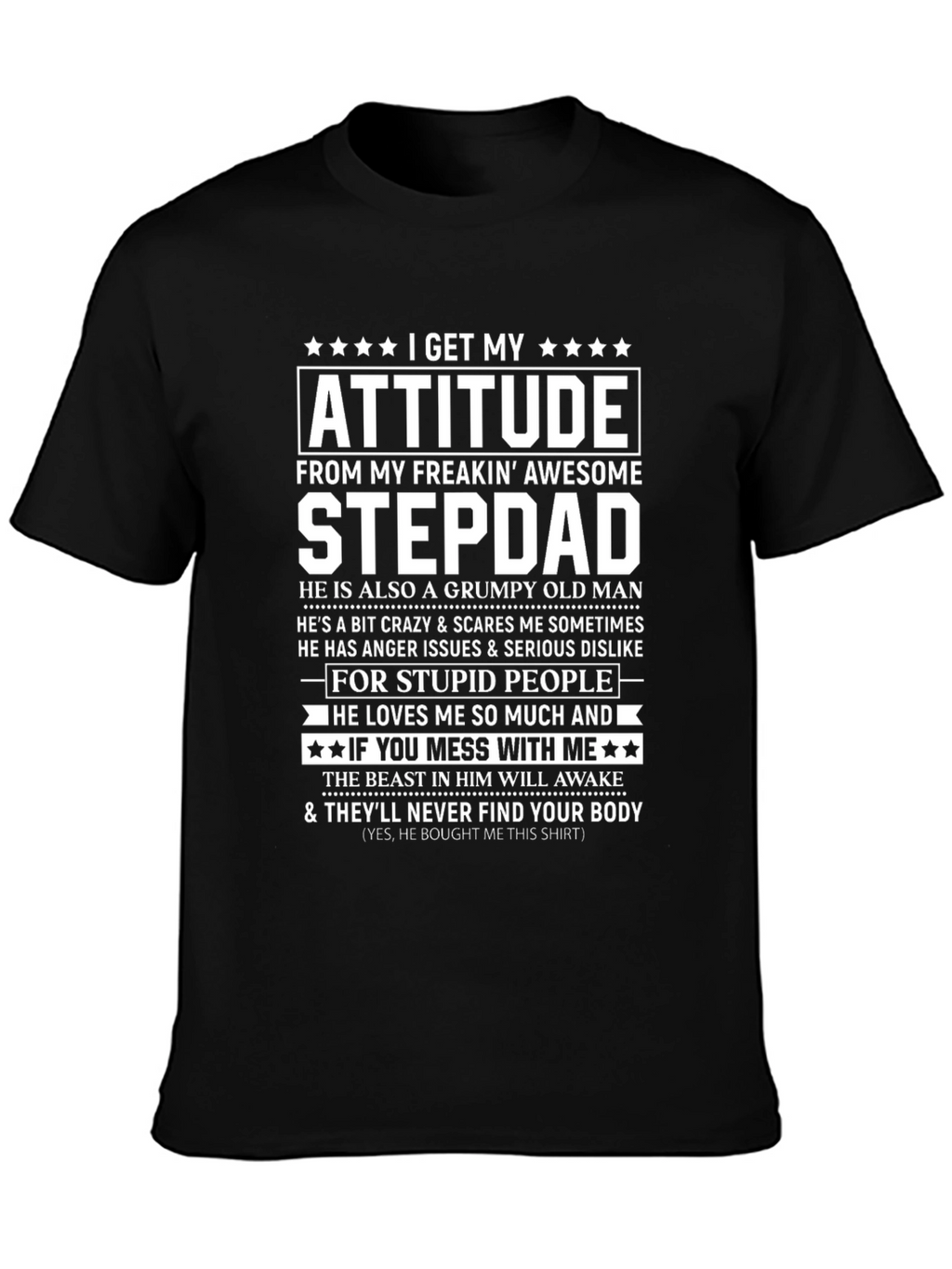 Awesome Stepdad T-Shirt: Attitude & Humor