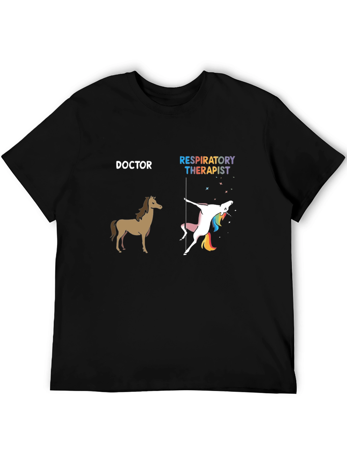 Doctor Horse vs. Respiratory Therapist Unicorn Graphic Tee