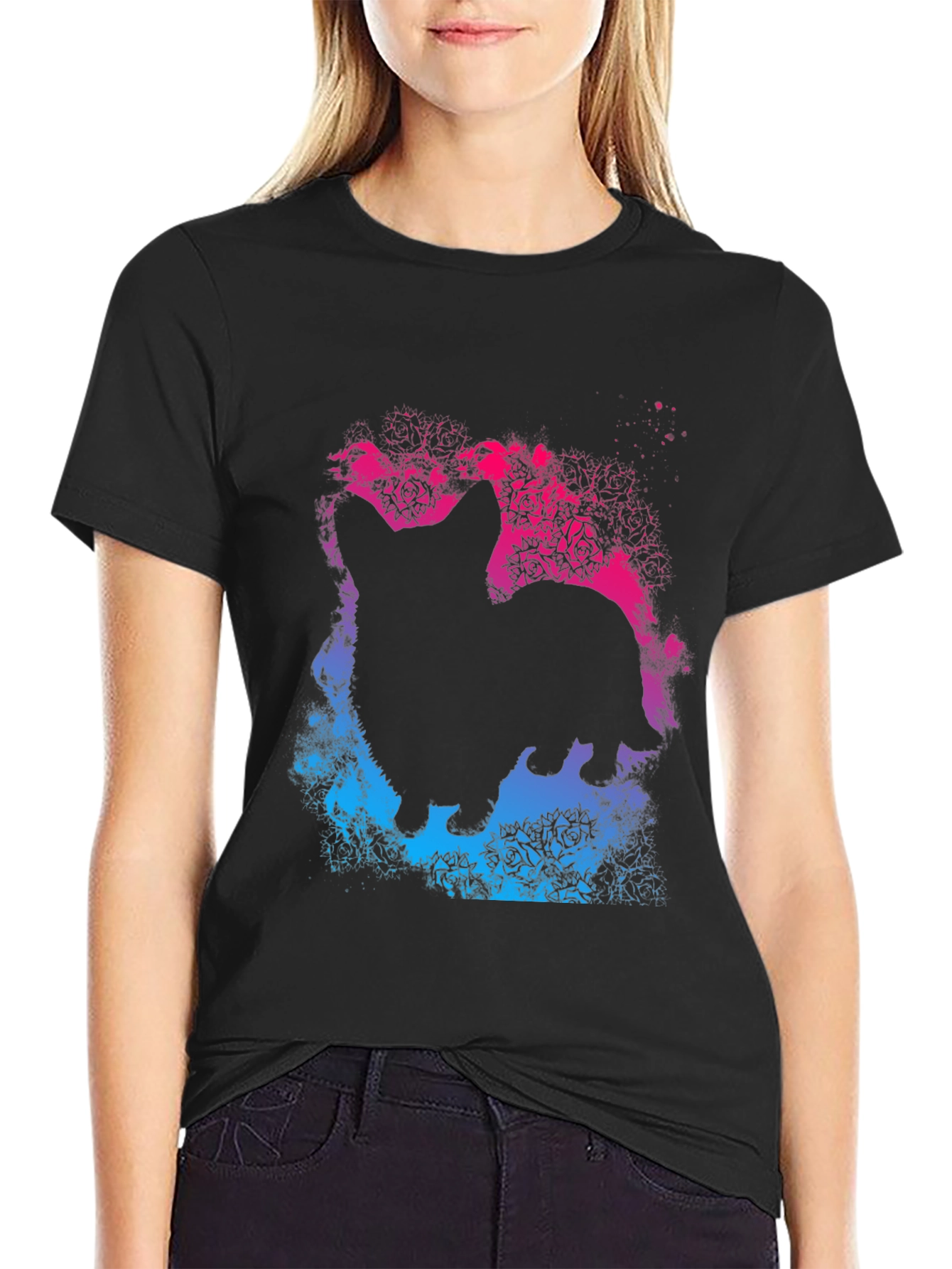 Corgi Silhouette Rose T-Shirt