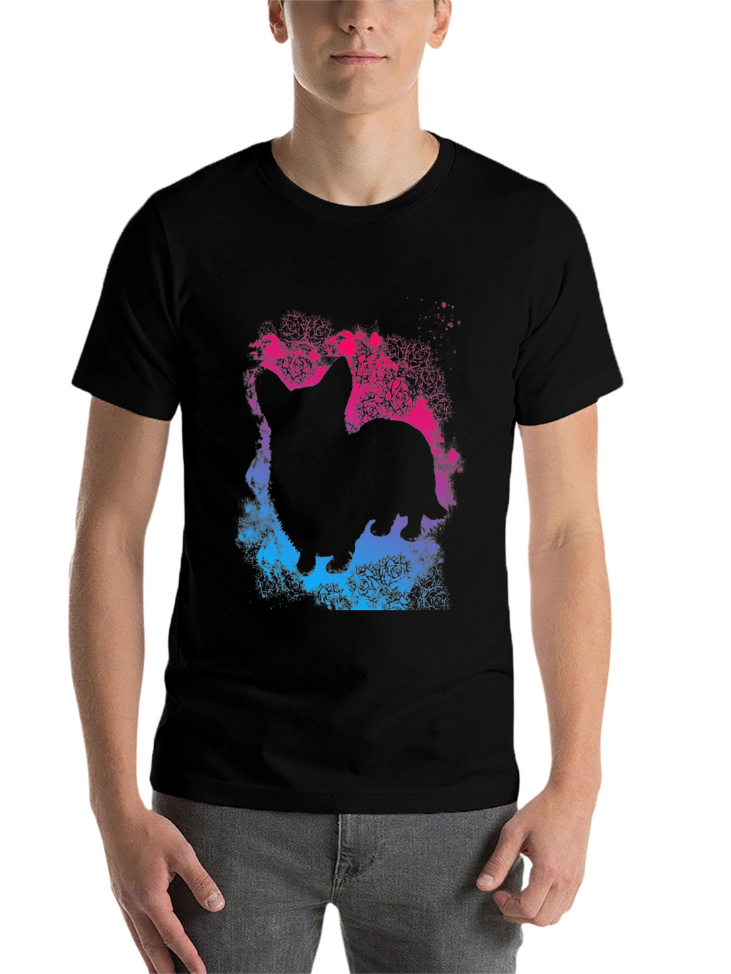 Corgi Silhouette Rose T-Shirt