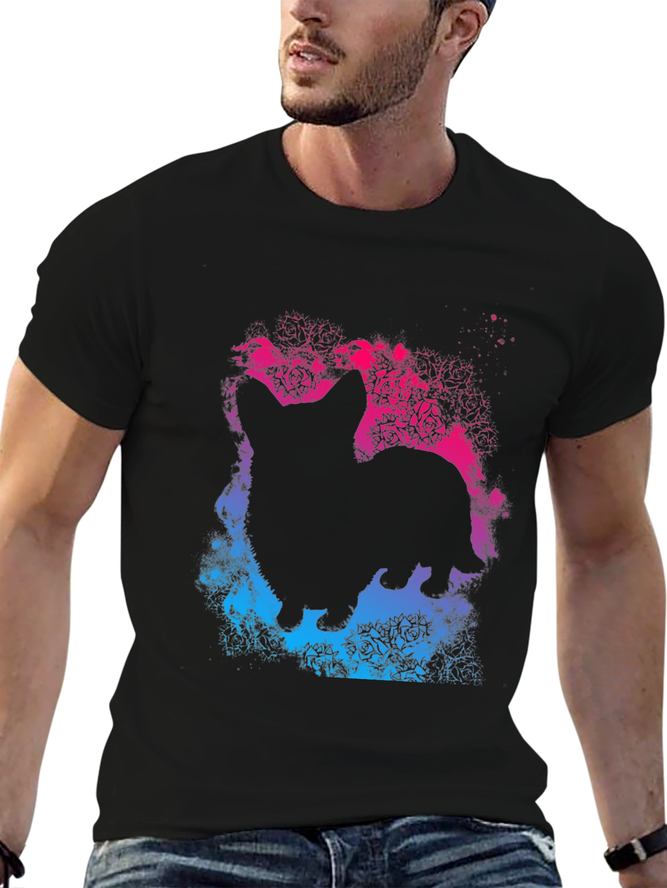 Corgi Silhouette Rose T-Shirt
