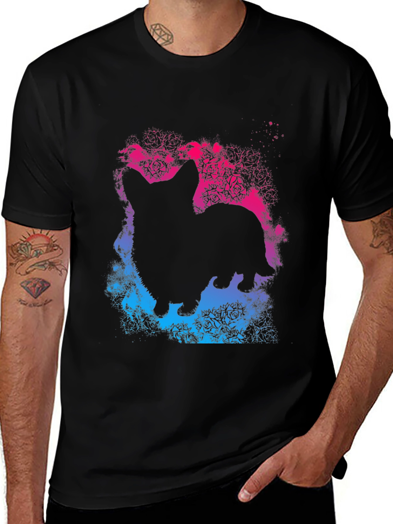 Corgi Silhouette Rose T-Shirt
