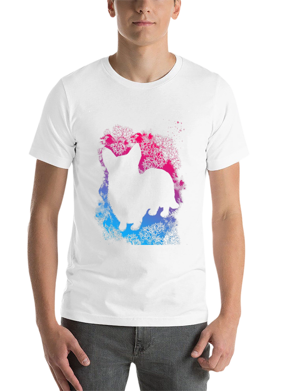 Corgi Silhouette Rose T-Shirt